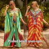 Maillots de bain pour femmes Summer Femmes Sexy Beach Robe V-Col Tunique Sarong Kaftan Robe Robe d'été Couleur Imprimer Bikini Cover Up Maxi surdimensionné