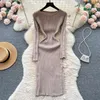 アーバンセクシードレスYuoomuoo Korean Fashion Fall Winter Women Sweater DressセクシーなラップヒップスプリットニットドレスレディボディーコンパーティーVestidos 231206