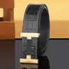 Men's belt designer crocodile pattern high-end belt men's stainless steel top layer cowhide simple H-letter genuine belt leather belt