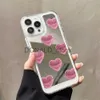 Mobiele telefoon hoesjes Koreaans schattig Lovel hart spiegel helder telefoonhoesje voor iPhone 11 12 13 14 Pro Max Plus harde schokbestendige beschermende achterkant Funda J231206