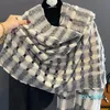 Lenços luxo grosso oco cashmere inverno cachecol mulheres quentes pashmina xale envolve casual manta cobertor bufanda poncho