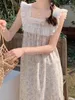 Mulheres sleepwear coreano japão doce princesa camisola puro algodão floral impressão fada noite vestido verão sem mangas mulheres vintage