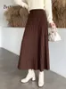 Jupes Skorts Beiyingni femmes longue Maxi tricoté jupe automne hiver décontracté plissé taille haute a-ligne jupes 90 cm mode coréenne Faldas 231206