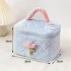 Scatole portaoggetti Borsa per cosmetici da viaggio di grande capacità Borsa da donna in velluto a coste con cerniera Tulip Flowers Pouch Borse da toilette Scatola per trucchi portatile