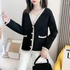 Women's Knits 2023 Clothing Solid Color Knitted Long Sleeve V-Neck Loose Casual England Button Furry Sweaters Cardigan