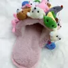 Sandals Home Slipper Cotton Furry Flip Flops House Shoes Cute Teddy Bear Slides Plush Pantuflas 231206