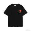 Rhude Męskie T-shirty Spring Black White Men Woman T-shirts TOP TEE Geometria druk 1 moda vintage bawełna jakość streetwear b29y