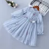 Vestidos da menina 2-7 anos de alta qualidade primavera e verão roupas femininas novas rendas chiffon rendas babados roupas infantis menina vestido de princesa 2312306