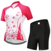 Flor de verão feminino mtb bicicleta ciclismo roupas respirável mountian roupas ropa ciclismo de secagem rápida camisa de ciclismo sets259s