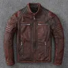 Men's furVintage Motorcycle Jackets Men Jacket 100% Genuine Cowhide Leather Coat Male Biker Clothing Autumn Asian Size S-5XL M696 231127