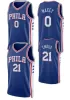 Anpassade barn ungdomar Tyrese Maxey Basketball Jersey Navy Blue Joel Embiid Men Jersey Allen Iverson Sixer Matisse Thybulle City White Edition Retro Shirt Blue Jerseys