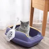 Andra kattförsörjningar Kattlåda stor kapacitet Halsstängd plastsandlåda för katter Pet Toalett Anti Splash Cat Tray Cleaning Bath Basin Supplies 231206