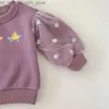 Cardigan Lovely Baby Girl Sweatshirt 0-3Years Newborn Princess Puff Sleeve Flower Fleece Thicken Pullover Jumper Warm Winter Clothes Q231206