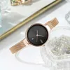 Wristwatches Simple Women Watches Luxury Design Alloy Mesh Tape Watch Ladies Quartz Wristwatch Womens Small Round Dial Clock