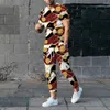 Tracksuits masculinos verão para homens terno 3d impressão moda mens luxo série série roupas casuais jogging homem mangas curtas calças outfits