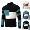 Suéteres masculinos puxa um col montant pour hommes pull patchwork mince tricots d'hiver decontractes mode vitalite jeune automne 231205