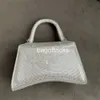 Luxe zandloper Ingelegde strass diamanten Tassen Dames glinsteren Heren clutch crossbody schouderband Echt leer roze portemonnee Designer handtas Tas