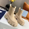 Designer boots luxury women martin motorcycle boot calf leather black inverted triangle brand fashion chelsea boots platform solid color fashionable nylon boot