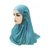 Abbigliamento etnico Un pezzo Donne musulmane Hijab Fiore Copricapo Scialli Copertura completa Amira Cap Copricapo Sciarpa Ramadan Preghiera Arabo Turbante islamico