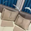 CarryAll PM MM Mummy Bags Ladies Vintage Canvas Präglad läder Trim Purse 2pc Mini Pouch Shopping Handväskor Axelkors Kropp T251P