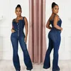 Women's Jeans Women Sexy Jumpsuit Blue Denim Wide Leg Pants 2023