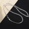 Chains Classic Silver Color Necklaces Jewelry 16-30 Inches Exquisite 4MM Sideways Chain Necklace High Quality Christmas Gifts