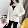 Women's Knits 2023 Clothing Solid Color Knitted Long Sleeve V-Neck Loose Casual England Button Furry Sweaters Cardigan