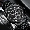 Wristwatches Gold Watch Men Quartz Wristwatch Fashion Stylish Hollow Gear Stainless Steel Waterproof Male Mens Clock Watches Relogio