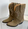 Designer Boot Knight Stiefel Damen Luxus Wüstenstiefel Stickerei Retro Klassiker Echtleder Ankle Booties Schuhe