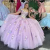 Mehrfarbiges, mit Blumen besticktes Quinceanera-Kleid, 3D-Spitze, abnehmbar, schulterfrei, Quince-Ballkleid, Korsett, Sweet 16-Geburtstagsfeier, Vestidos De 15 Anos Charro Mexican