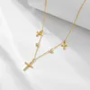 Pendant Necklaces ALLME Charming 14K Real Gold Silver Plated Brass O-chain Shiny CZ Zircon Round Cross Chokers For Women