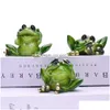 Articoli di novità Myblue 3 pezzi / set Non parlare Ascolta Guarda Figurina di rana Miniature Fairy Garden Nordic Home Room Decorazione Accessori C0 Dhjqe