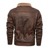 Herenjassen Heren Winter Winddicht Fleece Warm Motor Biker Revers Leren Jas Buiten Casual Mode Mannelijke Jas 4XL