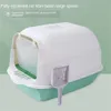 Other Cat Supplies Cat Toilet With Spoon Closed Sandbox Fully Enclosed Pet Litter Box Pet Accessories Cat Excrement Basin Splash Proof Clean Basin 231206