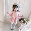 Kız Elbiseleri Çocukların Sonbahar Elbisesi 2023 Yeni Kız Bebek Örme Kazak Kış Kış Sevimli Pembe Damalı Elbise Gençlik Yüksek Kaliteli Noel Giyim 0-6 Yıl 2312306
