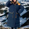 Women's Trench Coats 2023 Women Down Jacket Long Classic Thick Warm Zipper Design Big Pocket Stand Collar Hooded Coat Slim Parkas