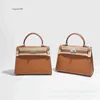 Akilyle designer lyxväska kvinnors väska palmtryck väska 25 epsom läder spänne väska en axel bärbar messenger väska