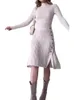 Stedelijke sexy jurken gewaad mi-longue en tricot plisse onregelier pour femme col roule elegant pull a manches longues robe de soiree 231206