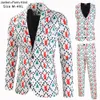 Herenpakken Blazers Plus Size 4XL Heren Kerstpakken Sets Blazer Vest Broeken 3-delig Feest Schoolfeest Kerstboomprint Heren Kerst Blazers Jas 231206