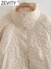 Femmes vers le bas Parkas vestes ZEVITY femmes mode col montant motif de fleurs coton rembourré veste manteau femme poches vêtements d'extérieur Chic bouton hauts CT2761 231206