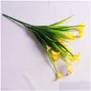 Couronnes de fleurs décoratives Beautif 25 têtes bouquet de fleurs artificielles fausses plantes Calla Lily feuille en plastique fête maison chambre année Dro Ot5Yi