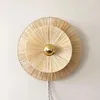 Wall Lamp Japanese Circle Light Antique Handmade Straw Rattan Living Room Decorative Corridor Bedroom Bedside