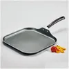 Pans 11-Inch Gray Non-Stick Steel Square Griddle Drop Delivery Home Garden Kitchen Dining Bar Cookware Otf7D