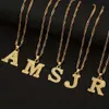 Letter Initial Capital Necklace, Stainless Steel Golden A-Z Alphabet Pendant Necklace