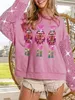 Designer Hoodies Damen süßer Weihnachtsmann-Pullover Weihnachten Walnuss-Clip-Pailletten-bedrucktes Hemd Rundhalsausschnitt langärmeliges Blumenpullover-Oberteil Urlaub 231206