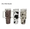 40oz Stainless Steel Tumblers Cups With Lids And Straw Cheetah Cow Print Leopard Heat Preservation Travel Car Mugs Large Capacity Water Bottles G1206
