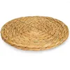 Table Mats 2023 Natural Mat Handmade Water Hyacinth Woven Placemat Round Braided Heat Resistant Insulation Anti-Skidding Pad