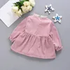 Girl's Dresses Autumn/Winter New Girl Plush Dress Children's Coral Large Bow Fold Standing Neck Winter Princess Dress 2312306