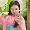 Cell Phone Cases Korean Cute Cartoon Sunglasses Cat Mirror Phone Case For iPhone 15 14 13 12 11 Pro Max Lovely Kitten Hard Shockproof Cover Funda J231206