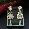 Boucles d'oreilles pendantes Sunspicems Chic cristal maroc boucle d'oreille pour femmes Royal longue goutte pendentif couleur or arabe mariée bijoux de mariage